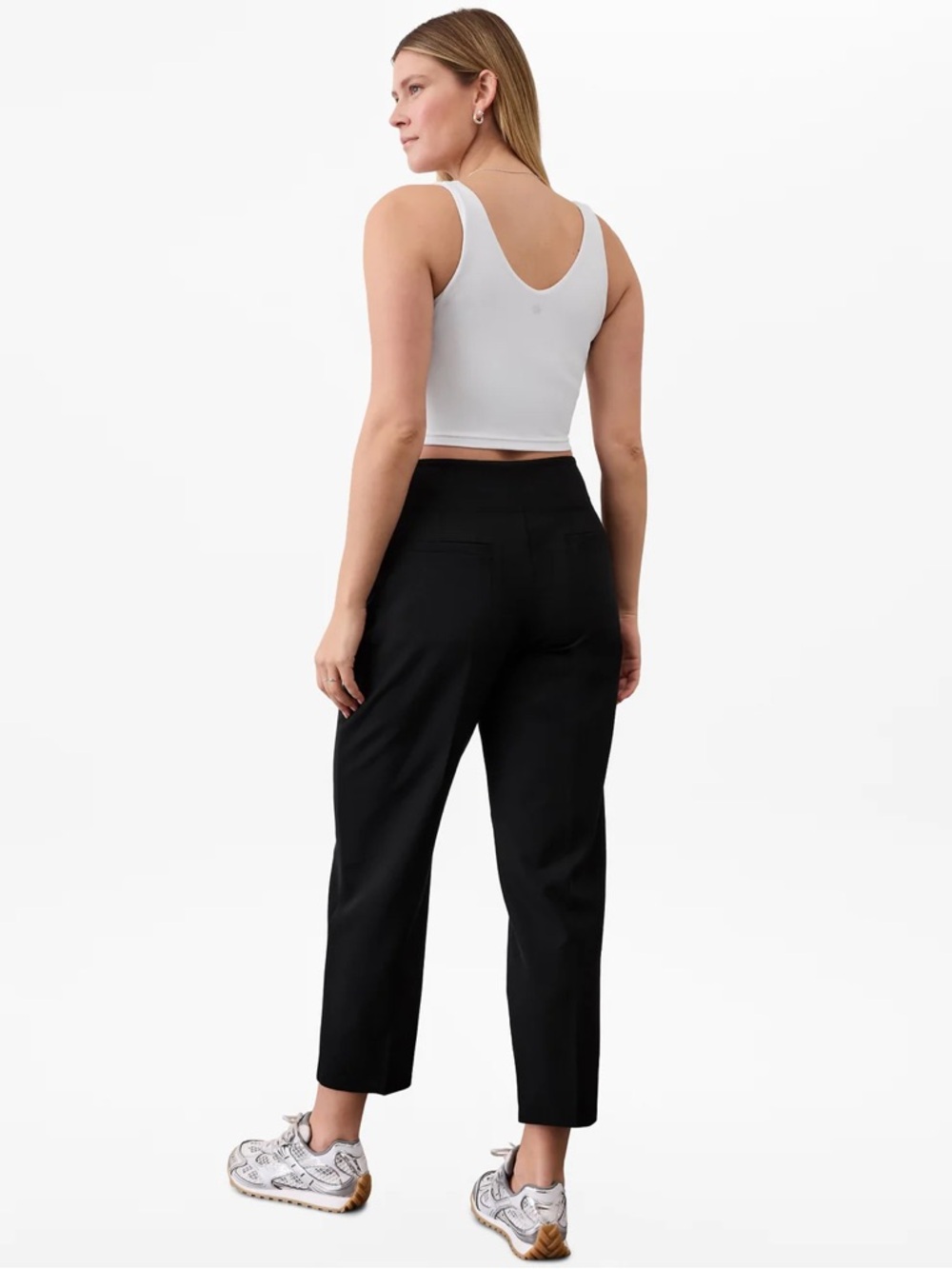 ATHLETA Endless High Rise Straight Leg Ankle Casual Pant in Black Size 8 TALL - Picture 2 of 10